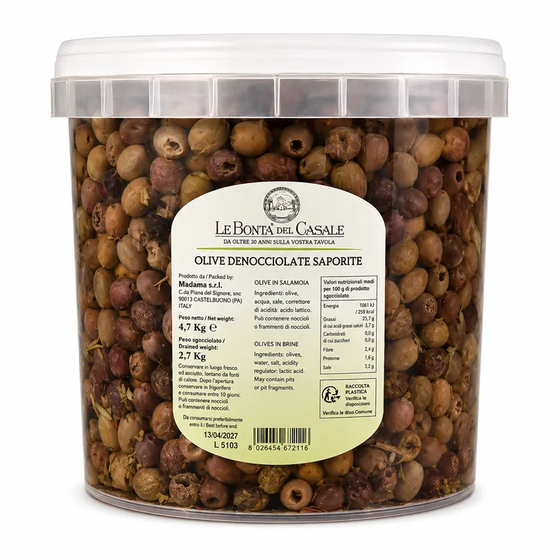 OLIVES ''SAPORITE'' DEN. HUILE - 4.7KG - PRIX DU SEAU