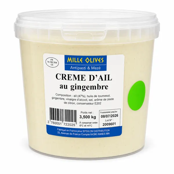 MILLE OLIVES - CREME D'AIL AU GINGEMBRE - 3.5KG - PRIX DU SEAU