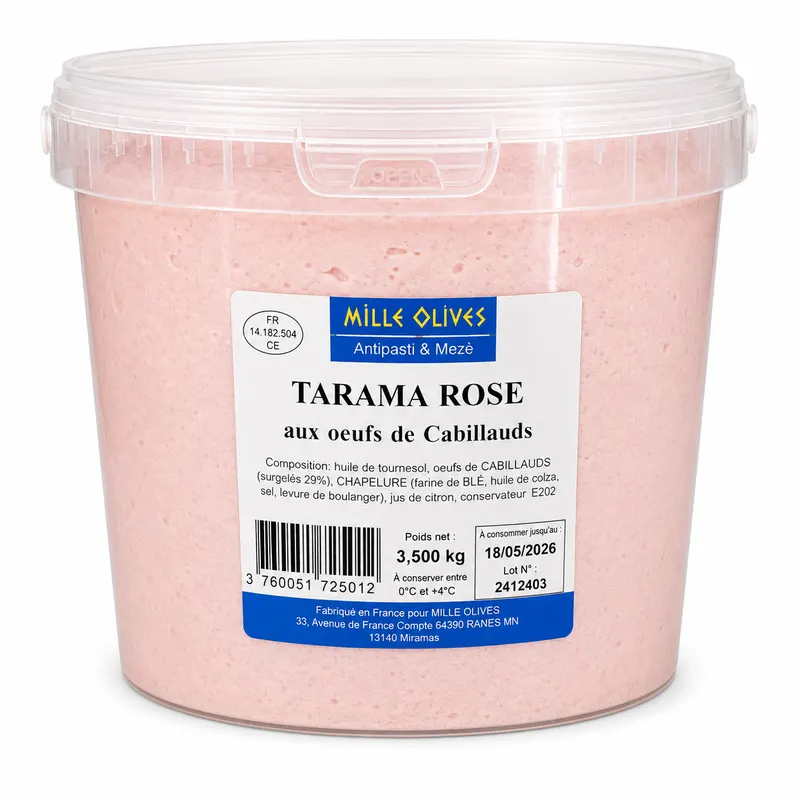 MILLE OLIVES - TARAMA ROSE - 3.5 KG SEAU - PRIX DU SEAU