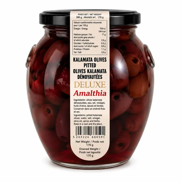 BOCAL OLIVES DE GRECE - KALAMATA DENOYAUTEE - 6X400G