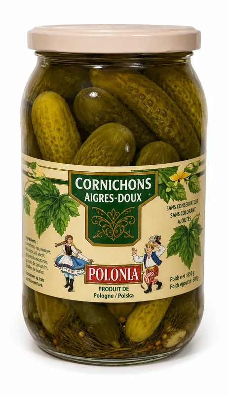 POLONIA CORNICHONS AIGRE DOUX - 12x490g