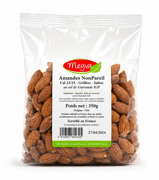 MEYVA - AMANDE NonPareil EXTRA 23/25 - Torréfiée Sel de Guérande - 18X350G