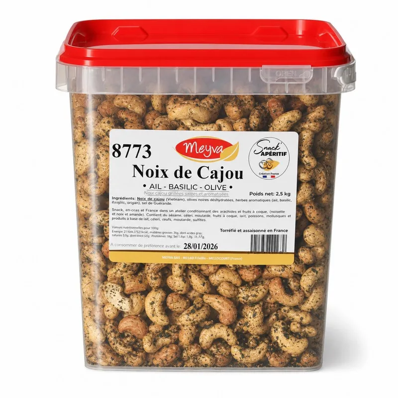 SNACK APERITIF - Cashewkerne Knoblauch Basilikum Olive - 2.5KG - 2