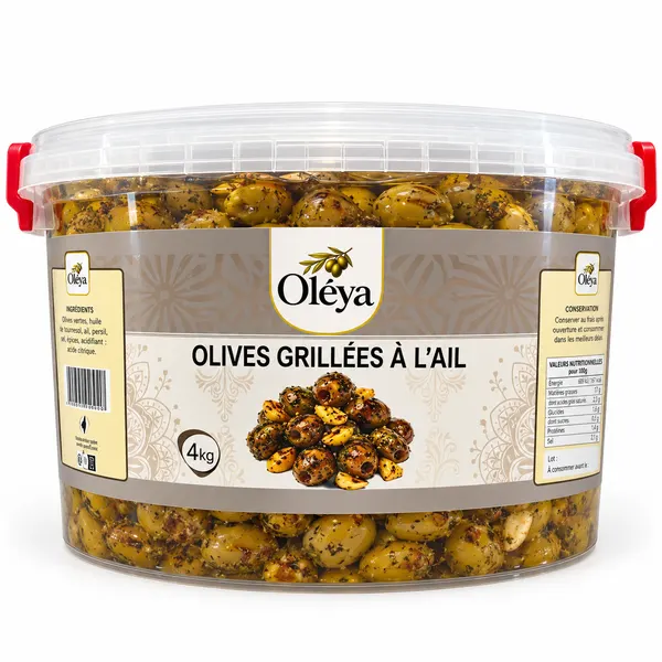 Olives Grillées Piquantes a l'Ail - Algérie - 4kg BRUT - Prix par kg BRUT