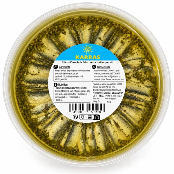 Mit Knoblauch marinierte Sardellen - 1kg