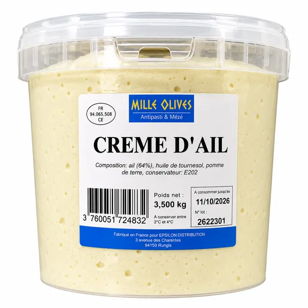 Crème d'ail Nature - 3.5KG - PRIX DU SEAU