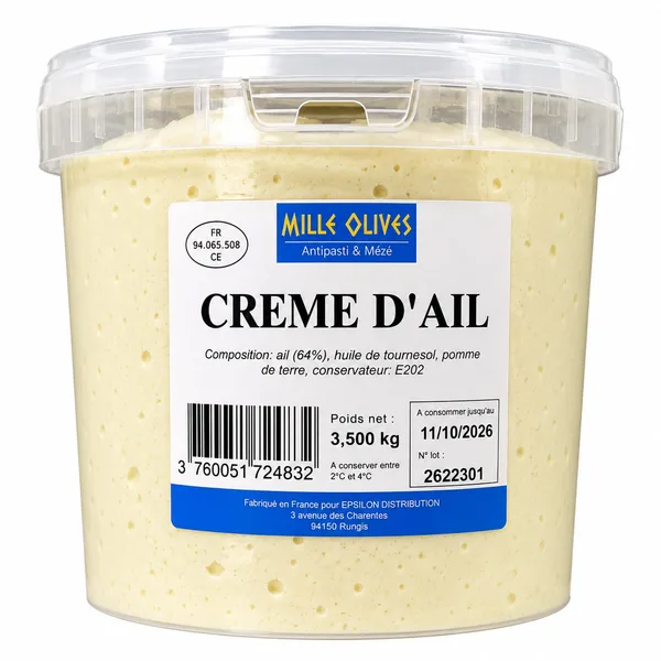 Mille Olives - Plain Garlic Cream - 3.5kg - Price per bucket