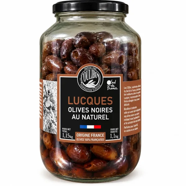 Schwarze Lucques-Oliven - Glas 1,1kg