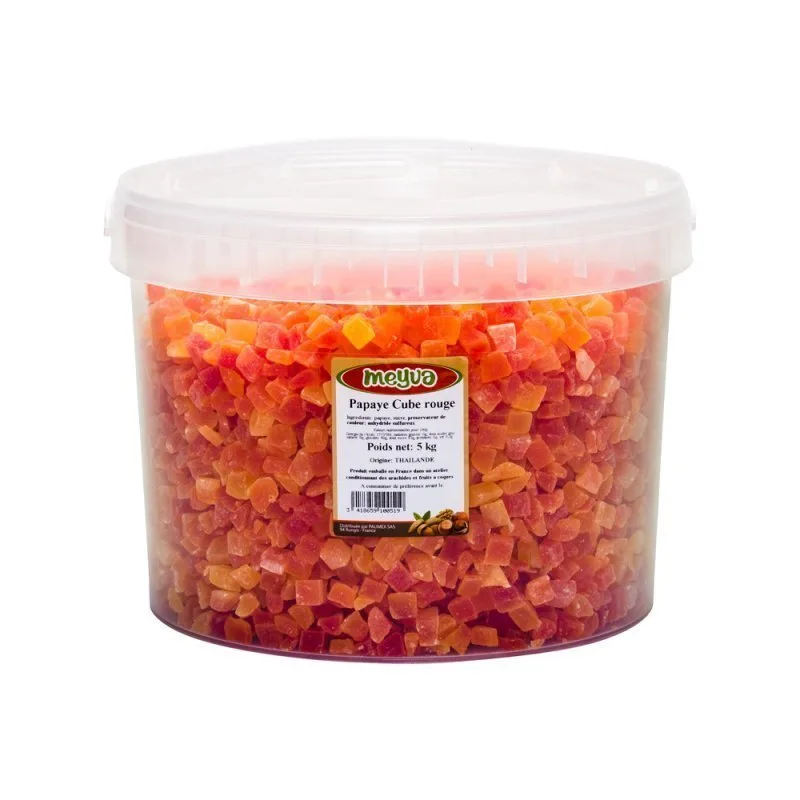 BUCKET MEYVA - PAPAYA DEHYDRATED RED CUBES 5KG