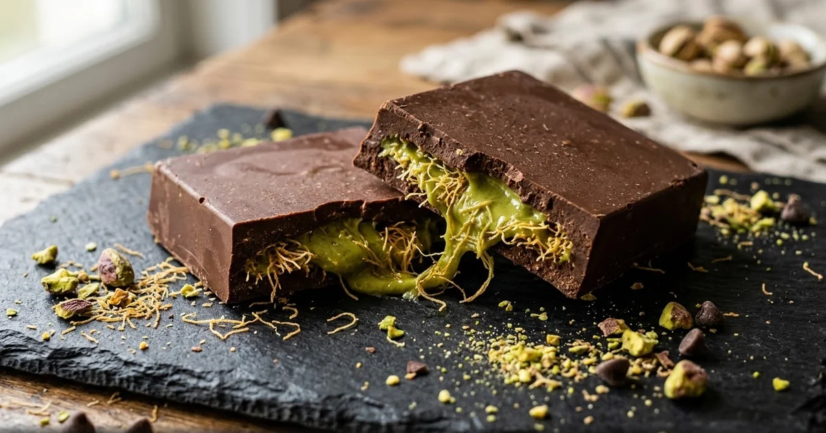 Chocolat façon Dubaï avec Kadaïf et Crème de Pistache