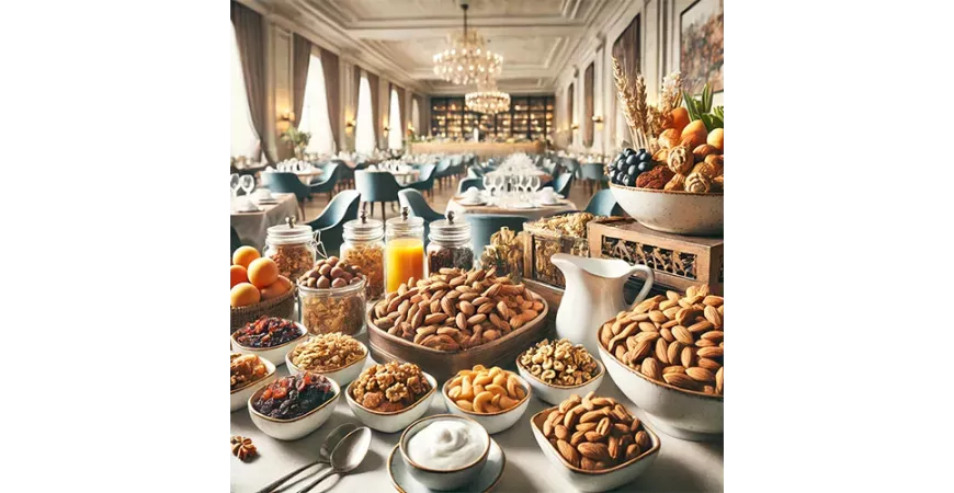 Tendances du petit-déjeuner dans l'hôtellerie : intégration des fruits secs. 